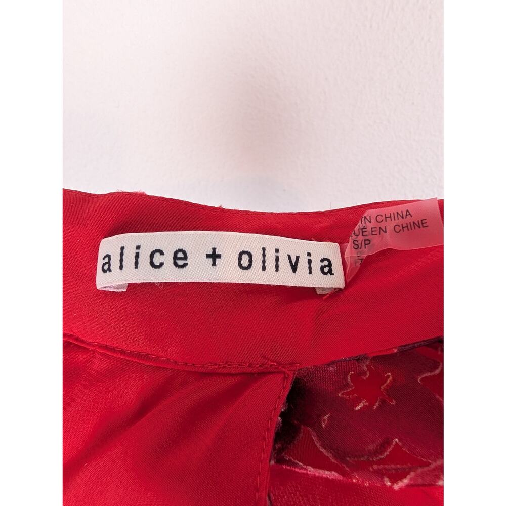 Alice + Olivia Kinsley Top Halter Silk Velvet Whimsigoth Fairy Grunge Red Size S - Picture 11 of 13